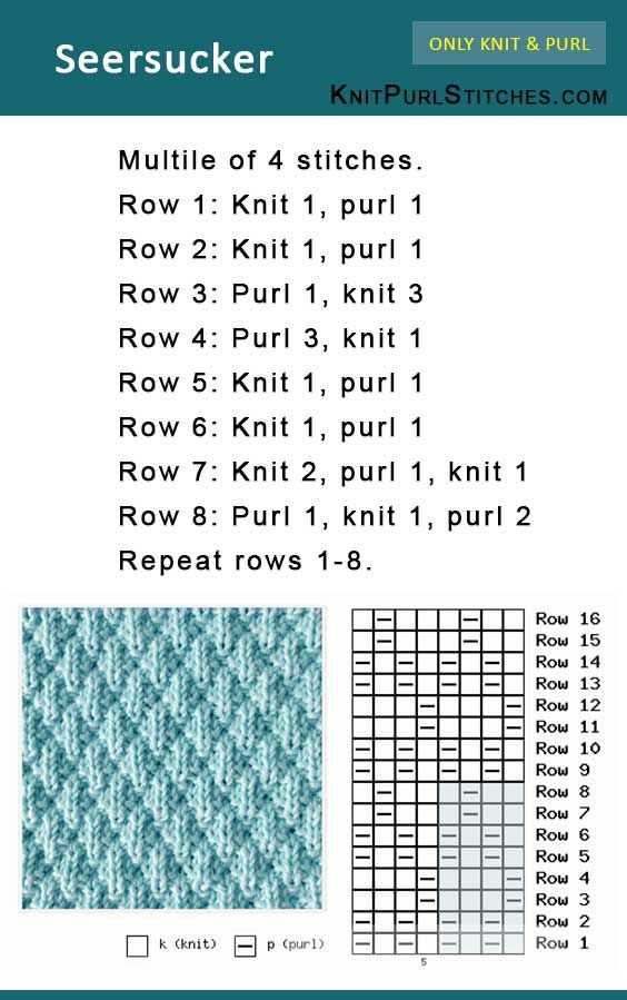 Seersucker stitch knitting pattern