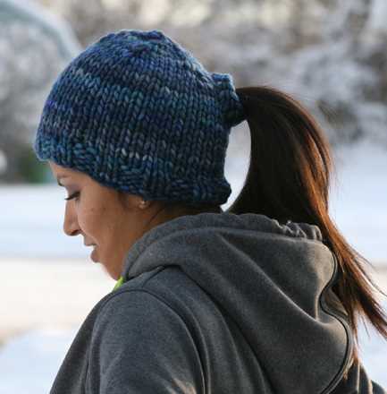 Free knitting pattern ponytail beanie