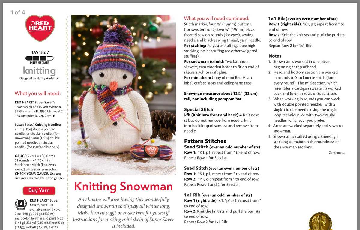 Free mini snowman knitting pattern