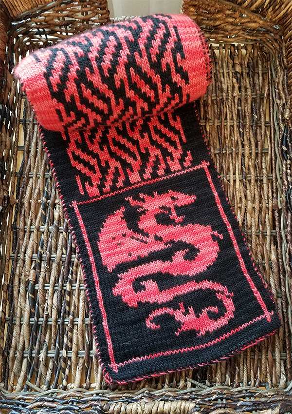 Fiery dragon scarf knitting pattern