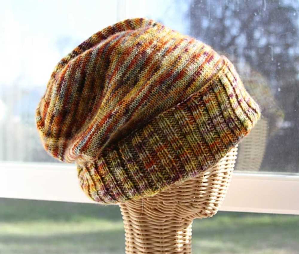 Knit hat with sock yarn pattern