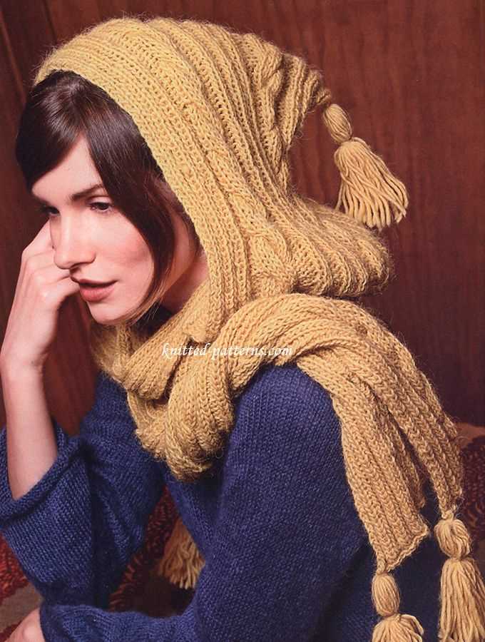 Hood and scarf knitting pattern