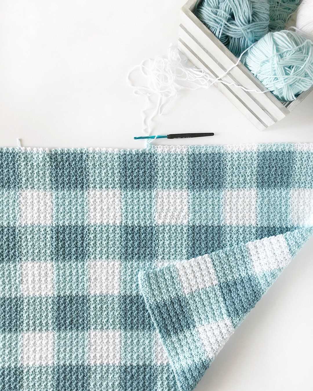 Gingham blanket knitting pattern