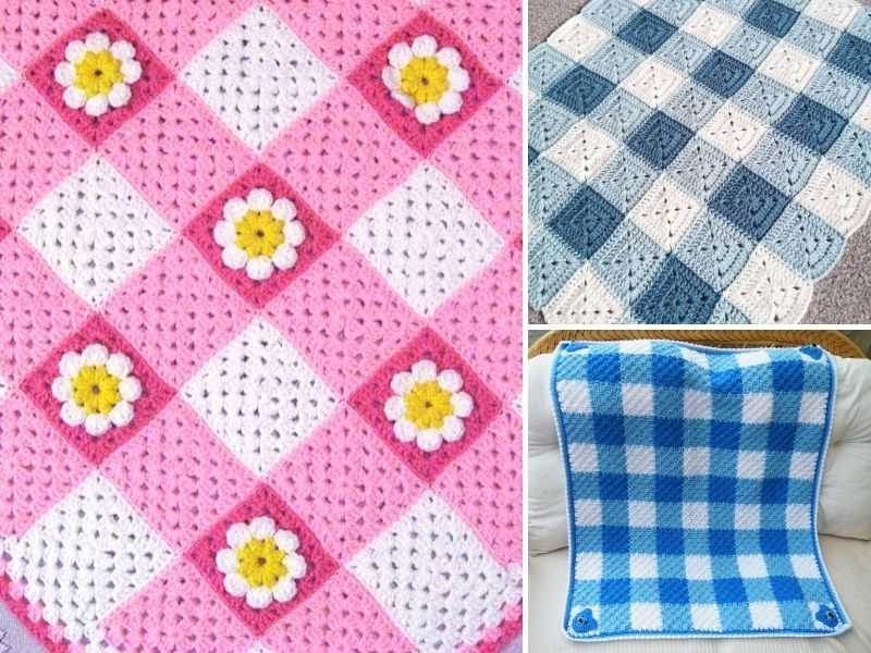 Gingham blanket knitting pattern