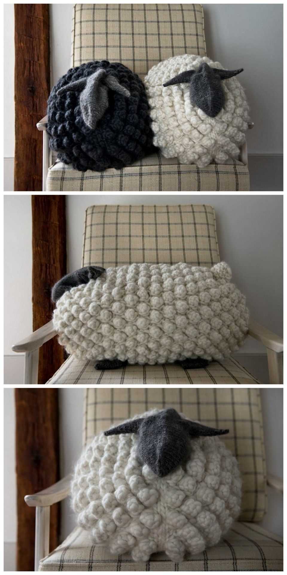 Bobble sheep pillow knitting pattern