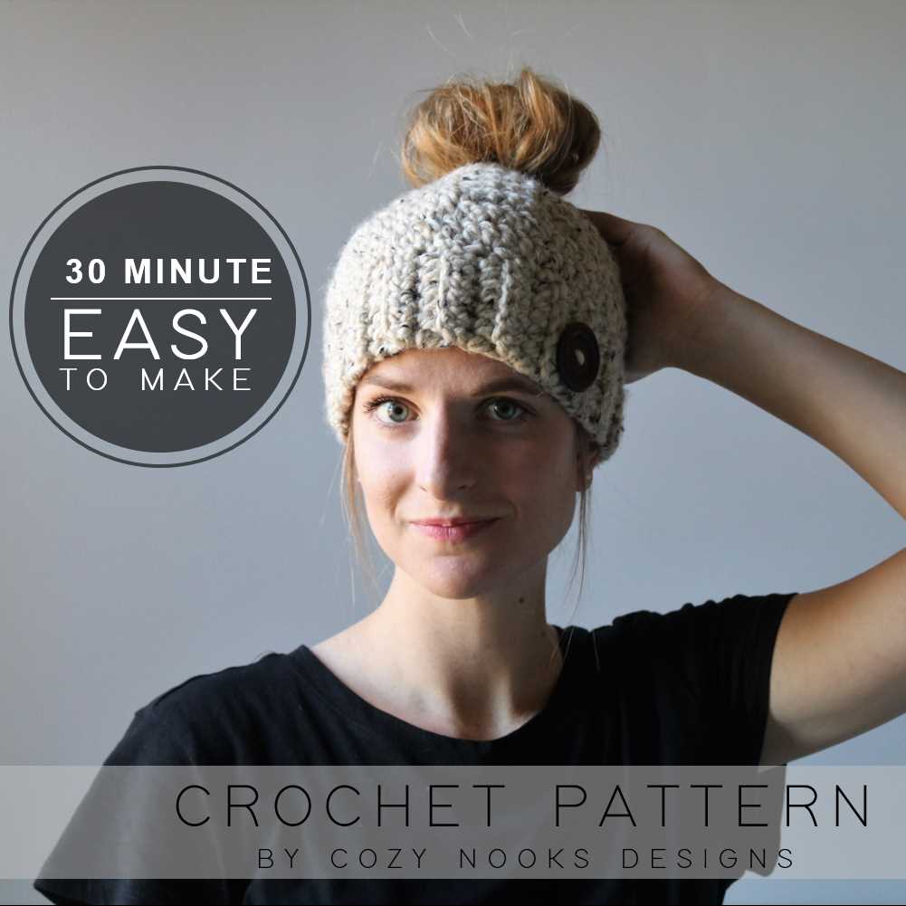 Messy bun knit hat pattern