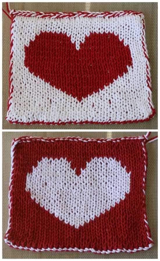 Free knitted heart square pattern