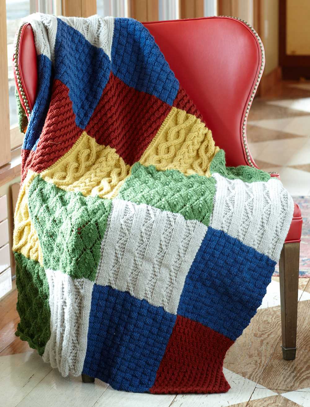 Cable knit blanket squares pattern