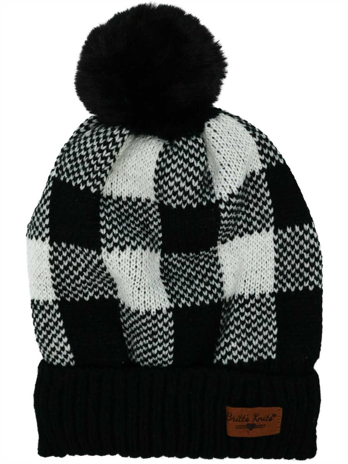 Knit buffalo plaid hat pattern