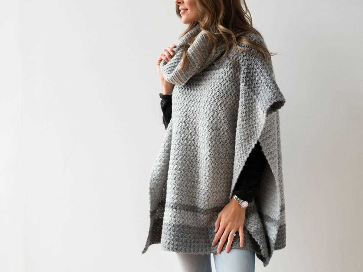 Cowl neck poncho knitting pattern free