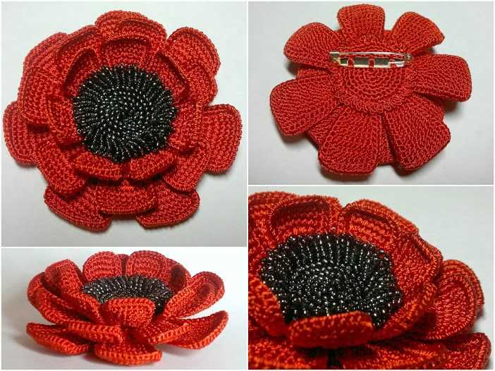 Knitted flower brooch pattern