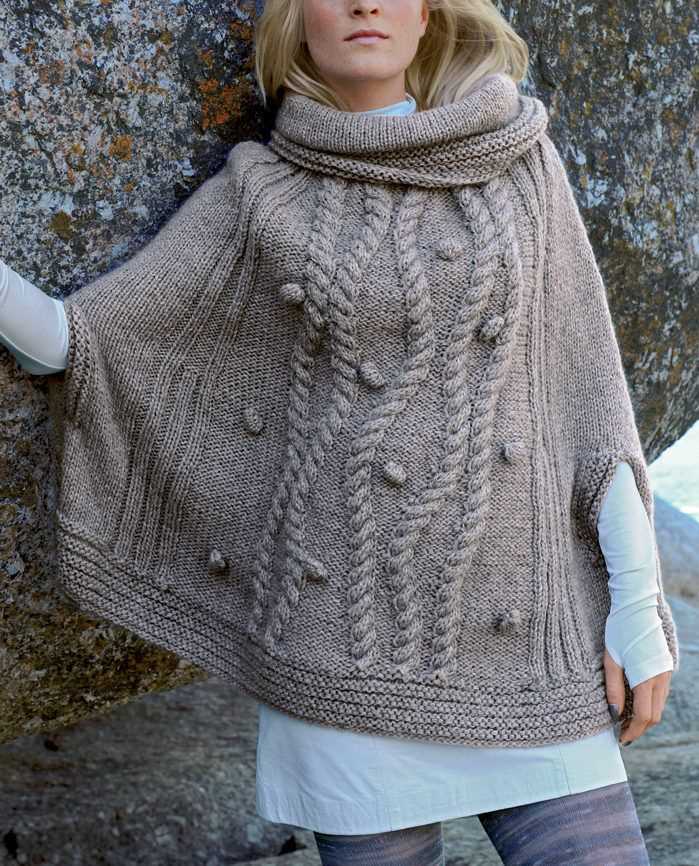 Free knitted poncho with sleeves patterns