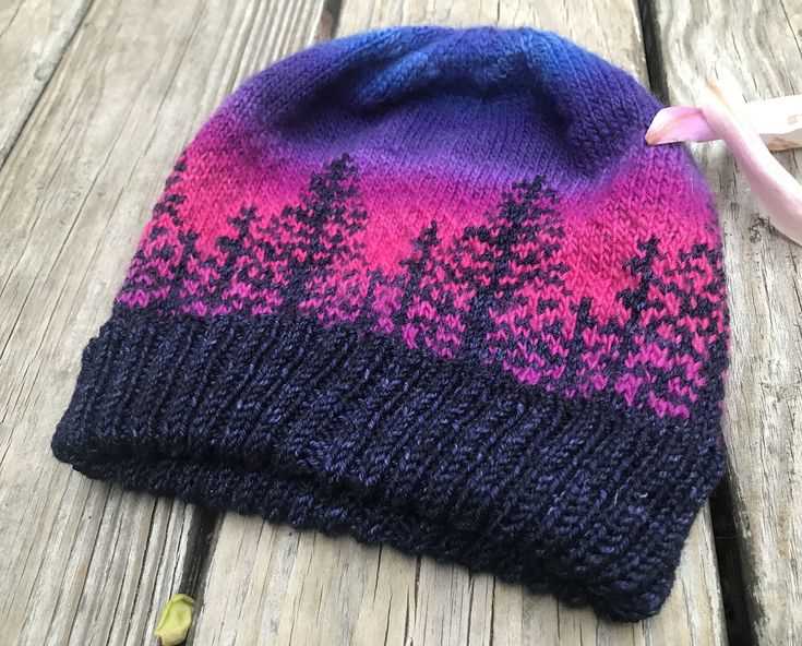 Knit hat with sock yarn pattern