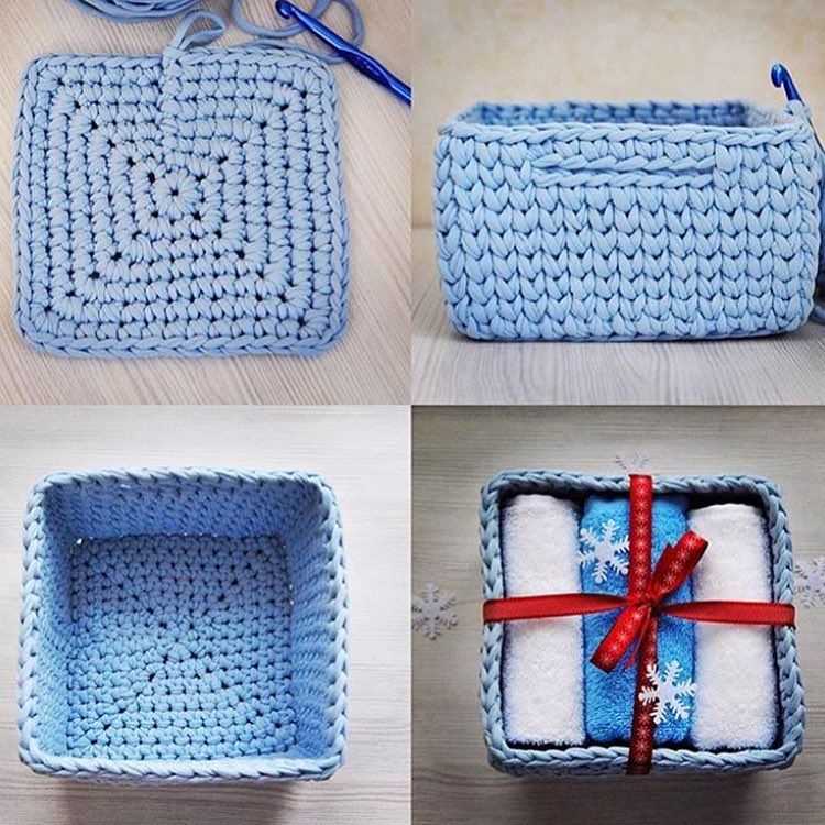 Knit square basket pattern