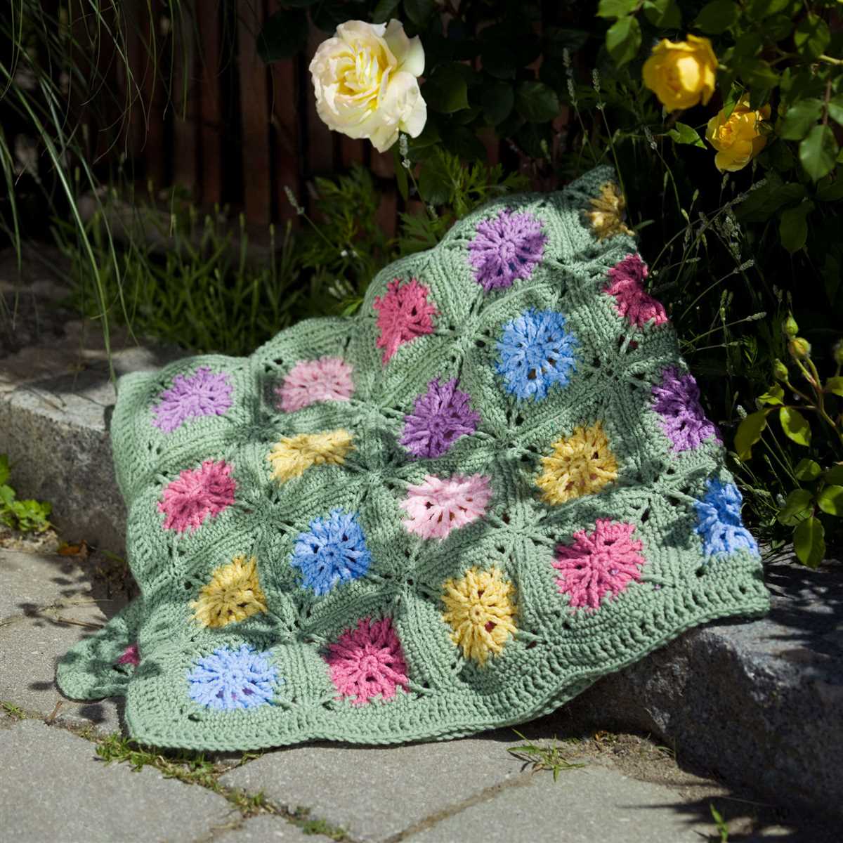 Knit flower blanket pattern