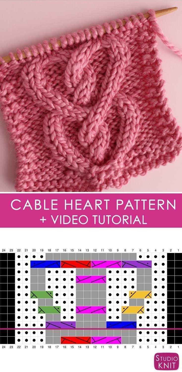 Knit heart cable pattern