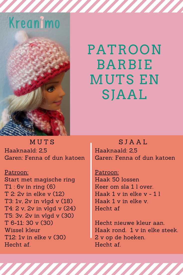 Knitted barbie hat pattern