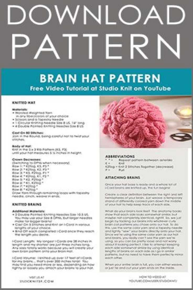 Knitted brain hat pattern free