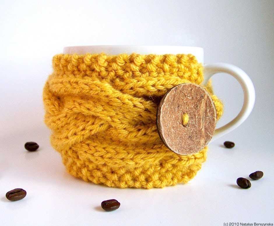 Knitted coffee mug sleeve pattern