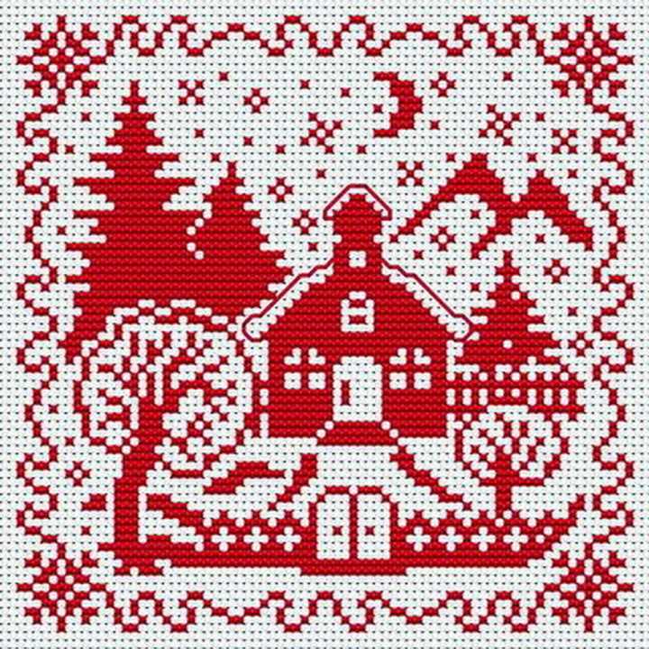 Knitted cross stitch pattern