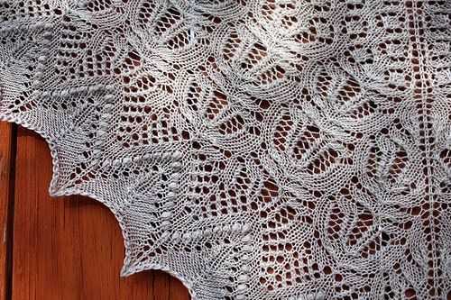 Knitted lace edging for shawl patterns