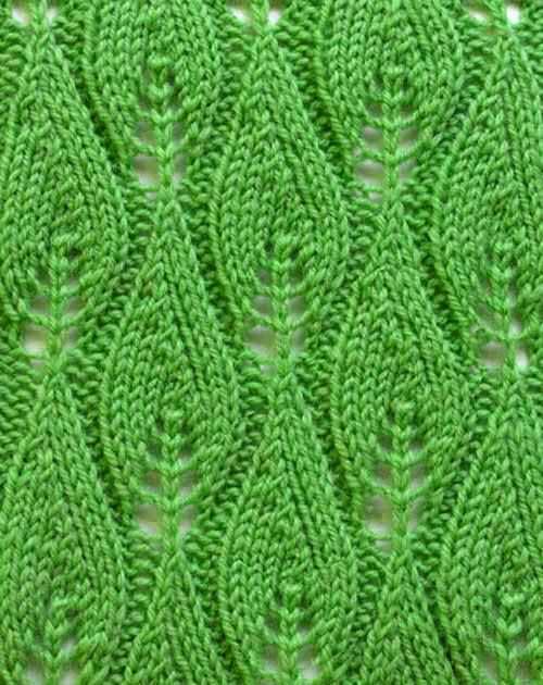 Knitting leaf stitch pattern