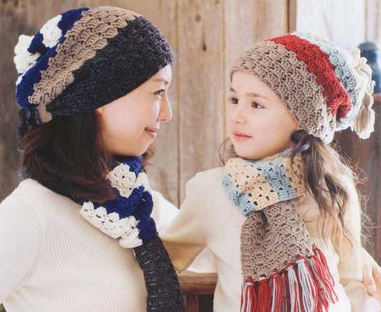 Knitting patterns for scarf and hat sets