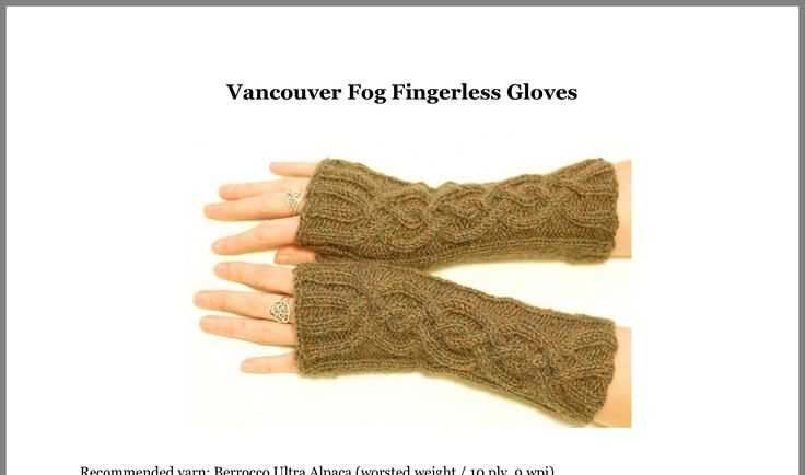 Knitting pattern for fingerless gloves with thumb