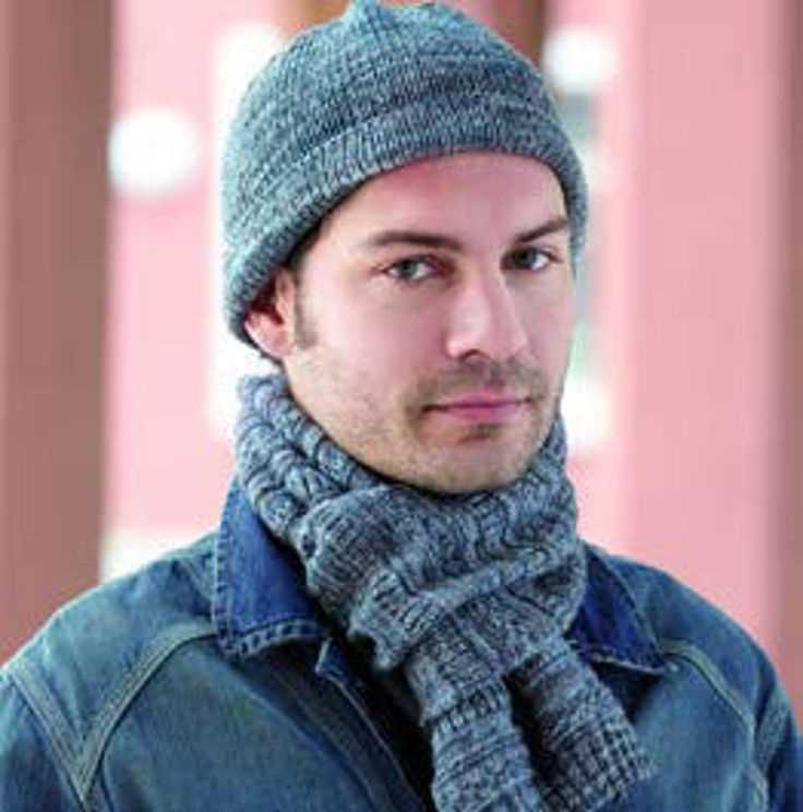 Knitting pattern for mens scarf and hat