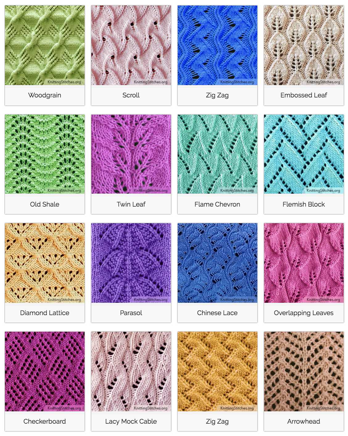 Lace knitting stitch patterns