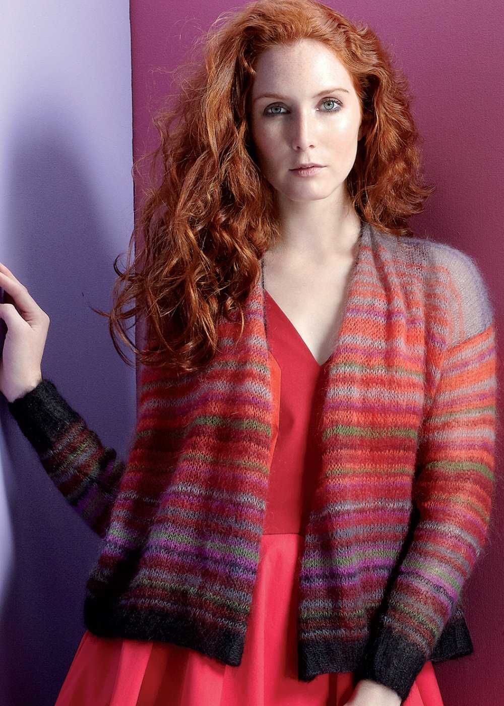 Ladies striped cardigan knitting pattern