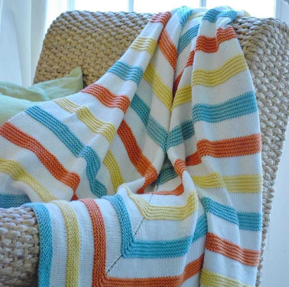 Easy striped knit blanket pattern