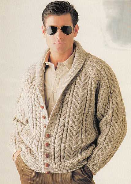 Mens shawl neck cardigan knitting pattern