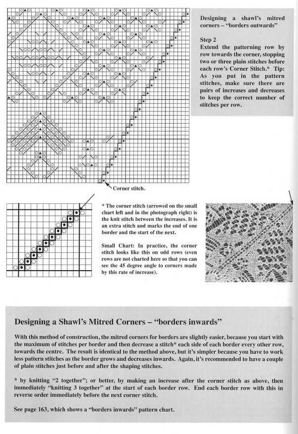 Mitered corner knitting pattern