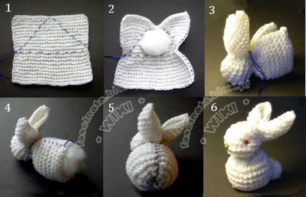 Knitted rabbit pattern square