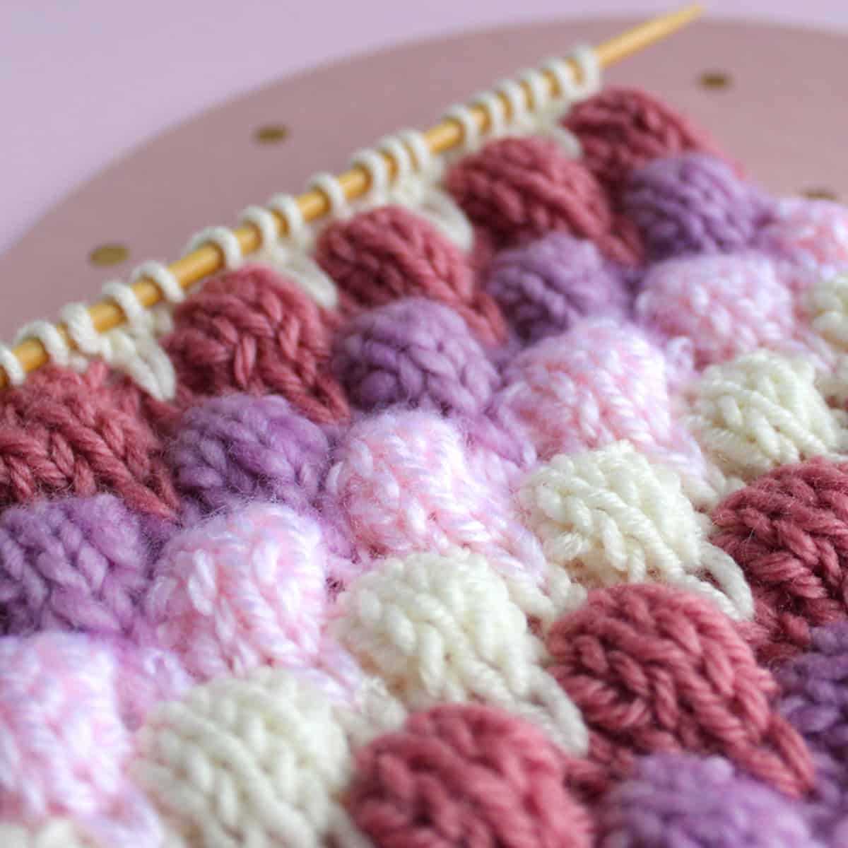 Bubble stitch blanket knitting pattern