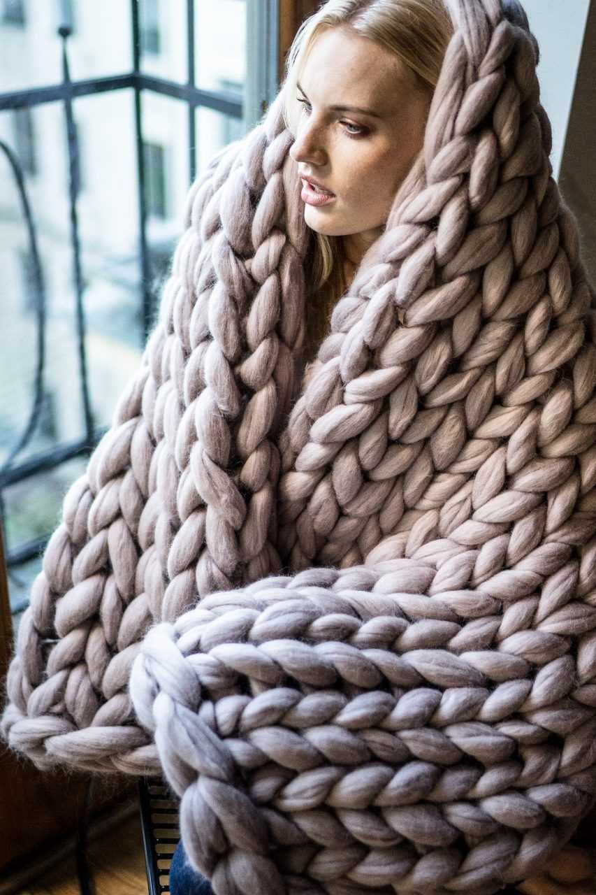 Chunky wool knit blanket pattern