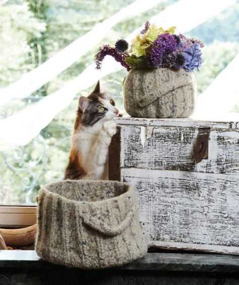 Felted basket knitting pattern