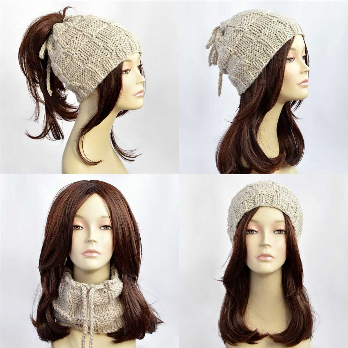 Knit hat pattern with hole for ponytail