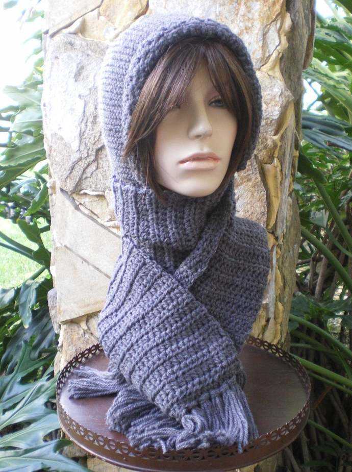 Knitting pattern for hat with scarf attached