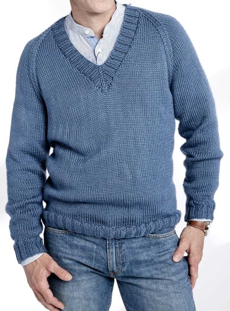 Men's v neck sweater knitting pattern free