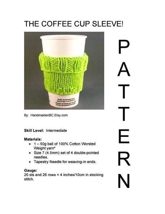 Knitting pattern coffee cup sleeve