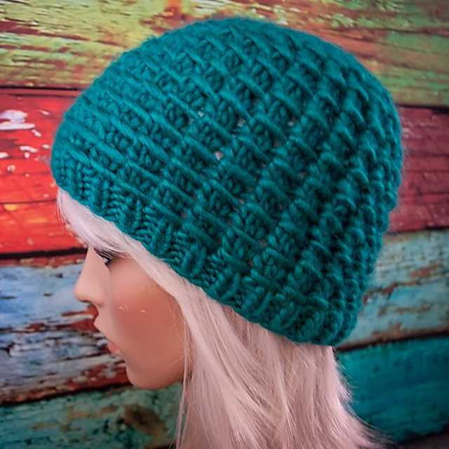 Free easy knit beanie hat pattern