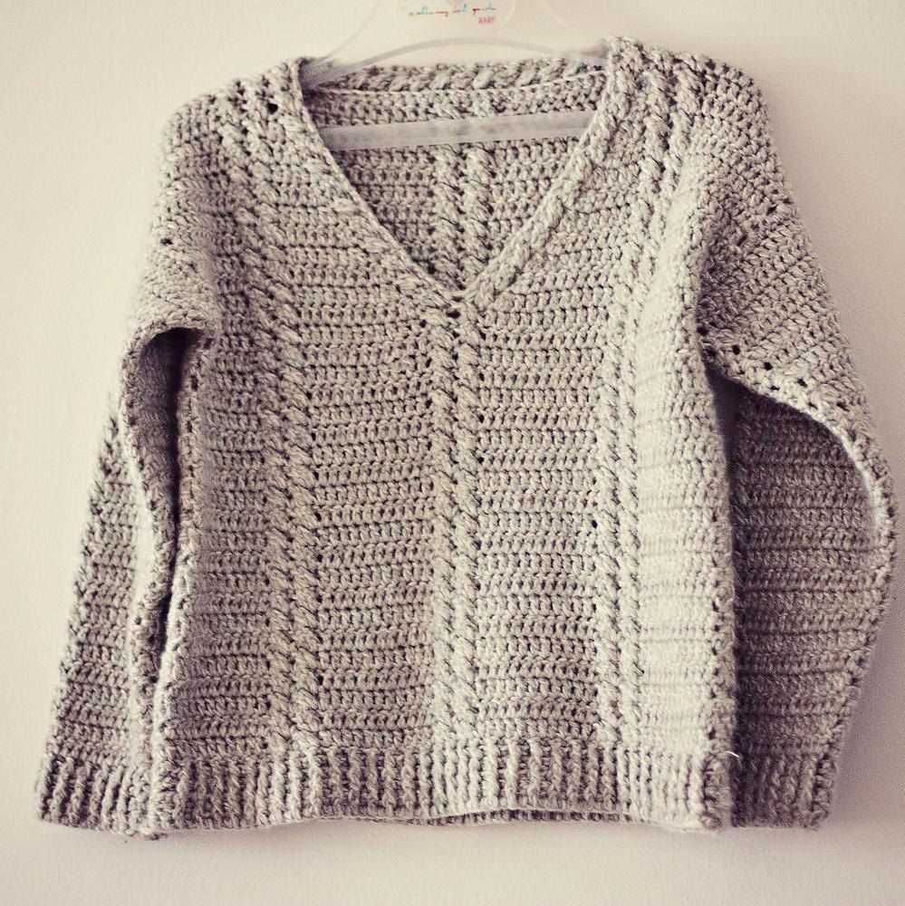 Childs v neck sweater knitting pattern