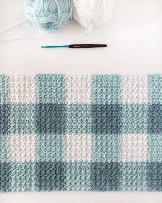 Gingham blanket knitting pattern