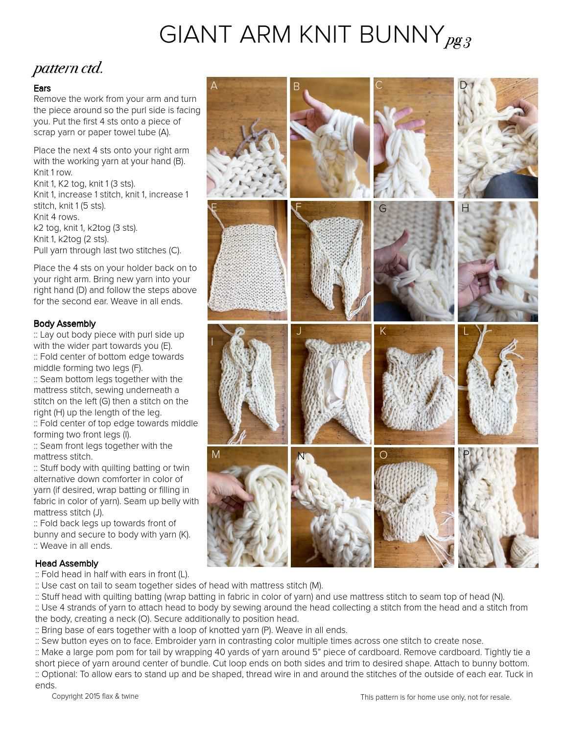 Giant arm knit bunny pattern