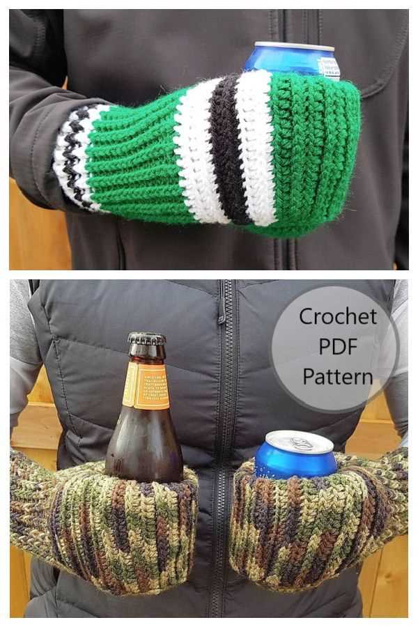 Knitted beer can mitten pattern