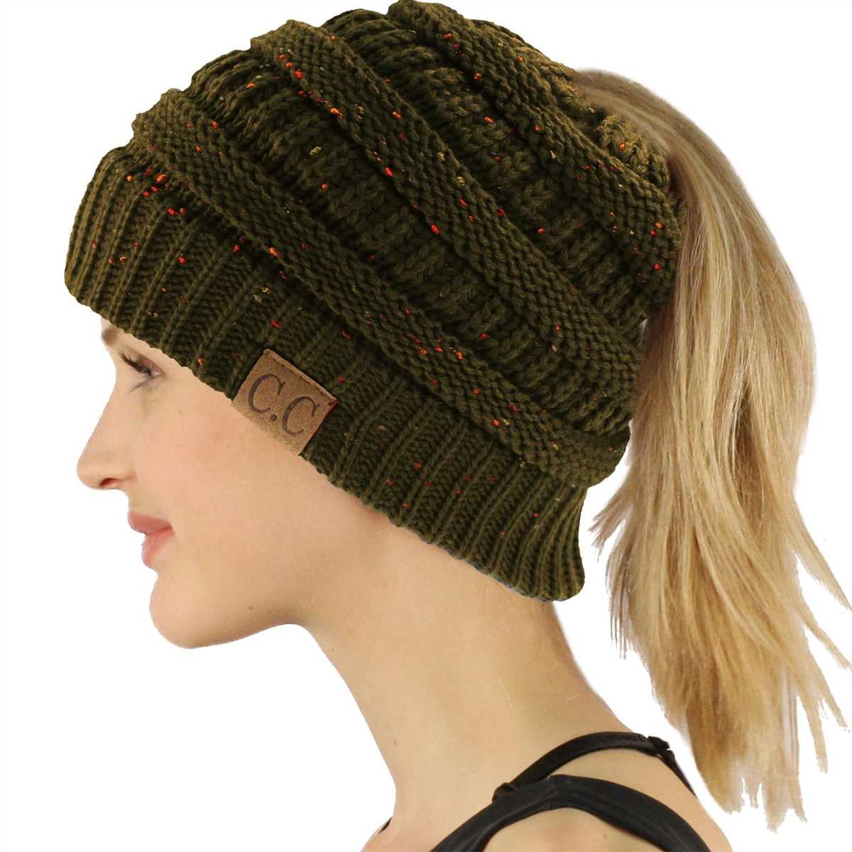 Knit hat pattern with hole for ponytail