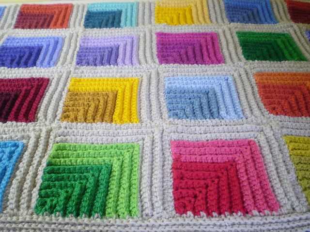 Knitted granny square blanket pattern