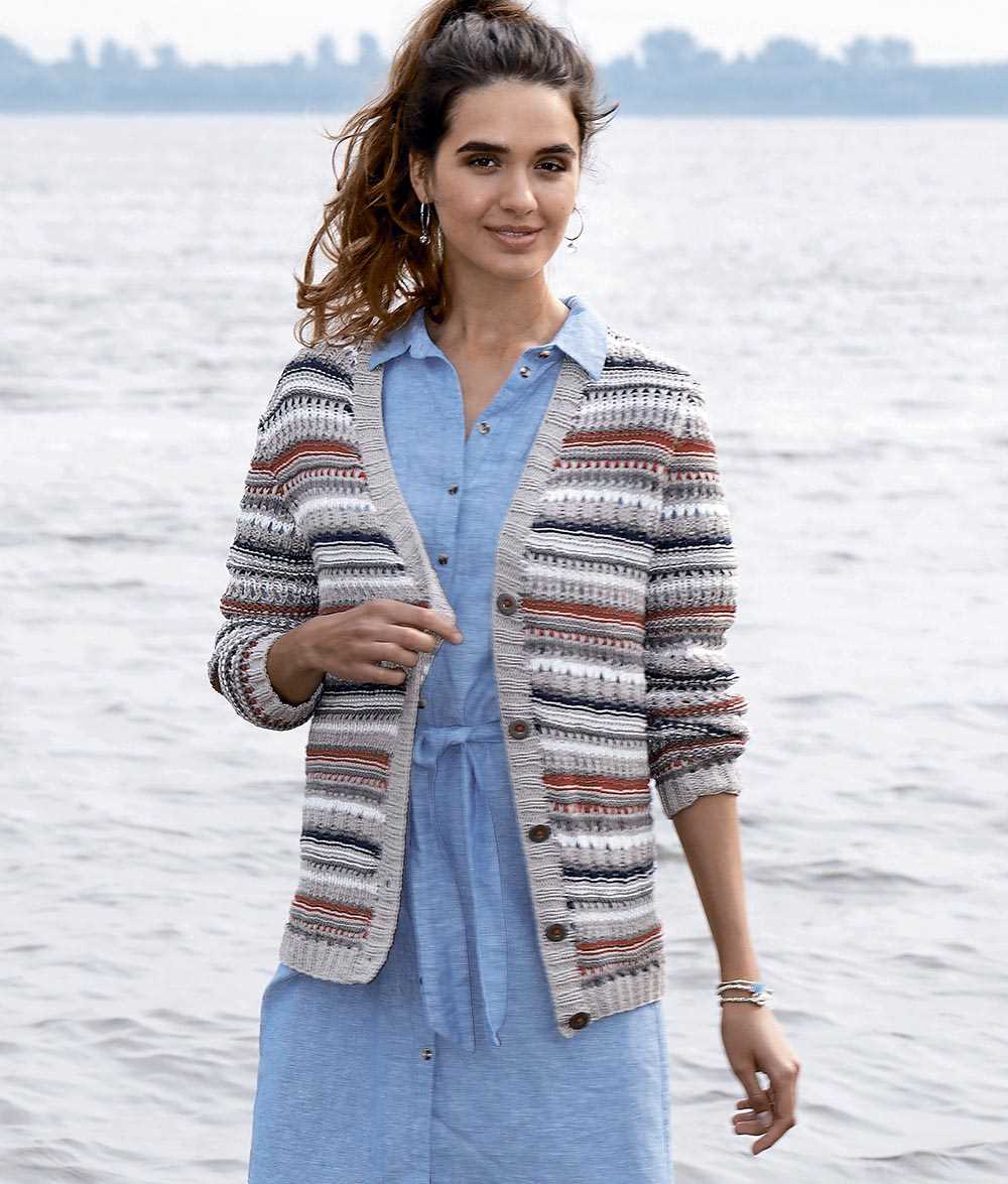 Ladies striped cardigan knitting pattern